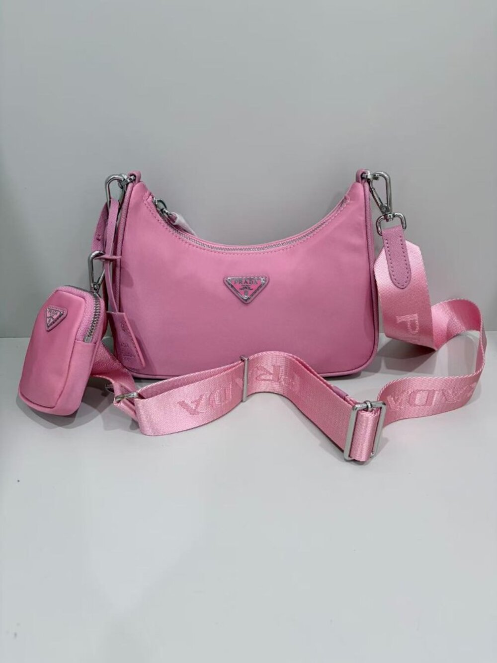Prada Pink Re-Edition 2005 Nylon Hobo Bag